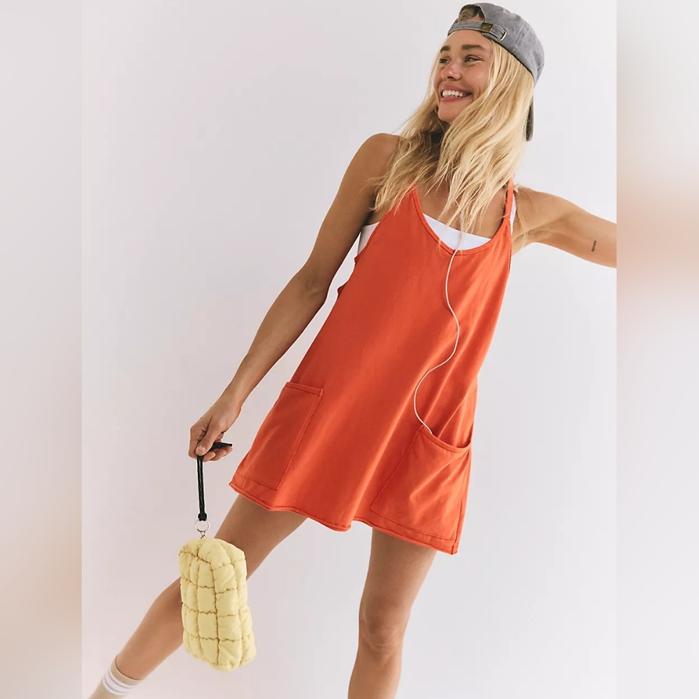 FP Movement Hot Shot Mini Dress Scarlet Red Orange XS Crimson Free People Romper